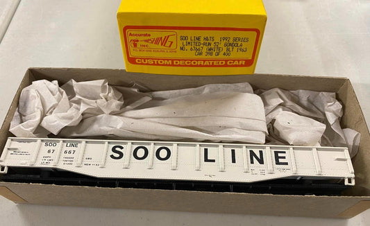 HO scale model gondola - Accurate Finishing/1990 Soo Line HS 50' gondola (white) Limited Run HO Kit