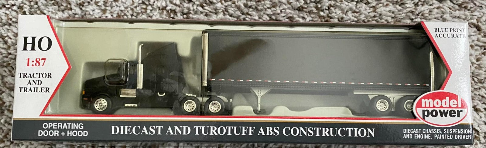Model Power HO scale model railroad parts & accessories - Model Power LH Tractor w/stardard Trailer (Black) HO Scale !