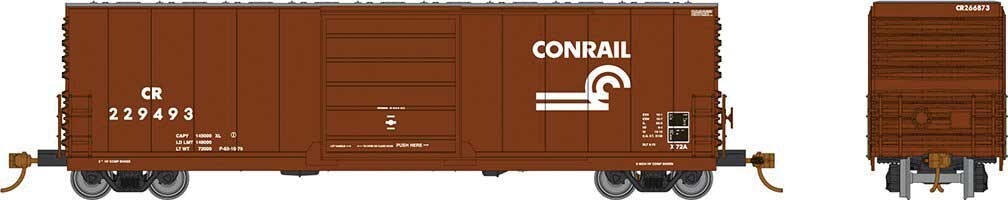 Rapido HO scale model boxcar - Rapido 50' Evans X72 Boxcar Conrail #229844 - small logo HO Scale