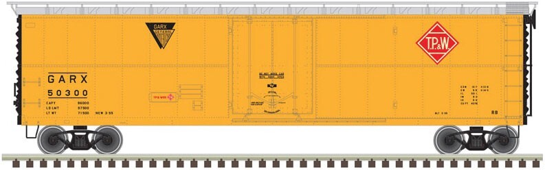Atlas HO scale model refrigerator car - Atlas 50' GARX Reefer Toledo Peoria & Western #50300 HO SCALE