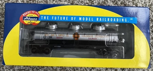 Athearn HO scale model tank car - Athearn 40' Triple Dome Tankcar Navy Gas #8512 HO Scale