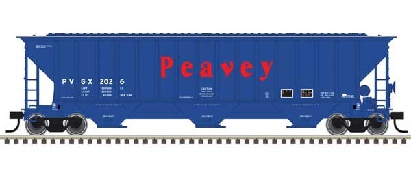 Atlas HO scale model covered hopper - Atlas-Trainman Thrall 4750 Covered Hopper Peavey #2062 HO SCALE
