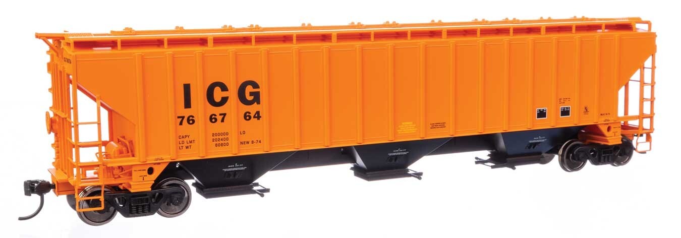 Walthers HO scale model covered hopper - Walthers 3-bay Covered Hopper Illinois Central Gulf #766833 HO Scale