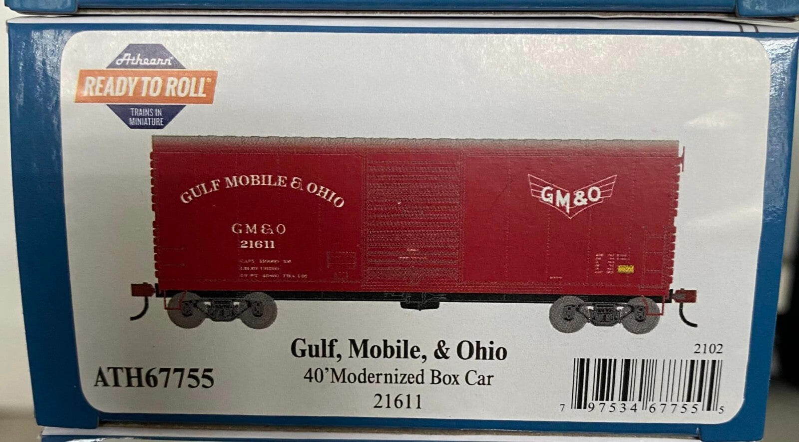 Athearn HO scale model boxcar - Athearn 40' modernized boxcar GM&O #21611 OOP Since 2017!