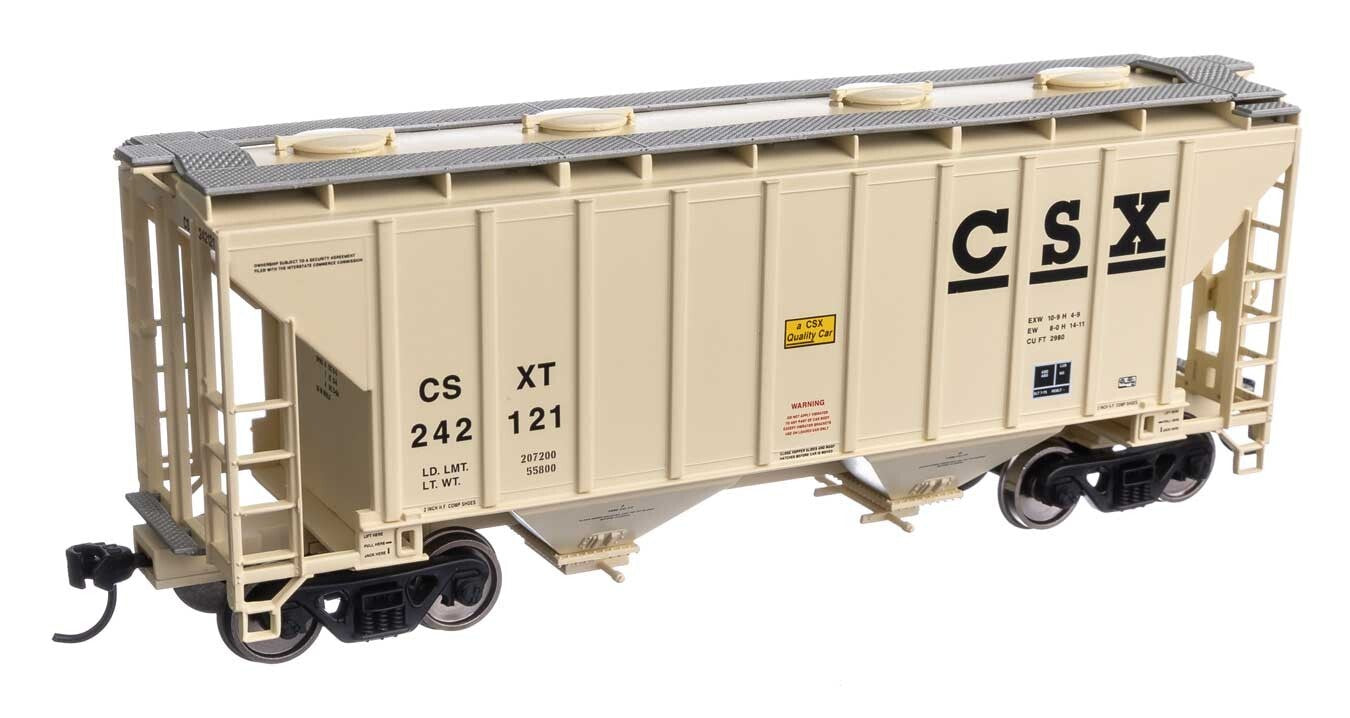 Walthers HO scale model covered hopper - Walthers 37' 2-bay Covered Hopper CSX #242121