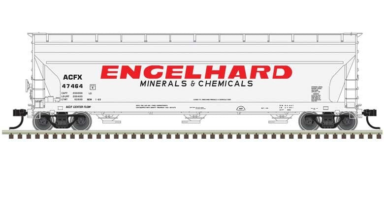 Atlas HO scale model covered hopper - Atlas ACF 4650 Centerflow Covered Hopper Engelhard #47464 HO SCALE