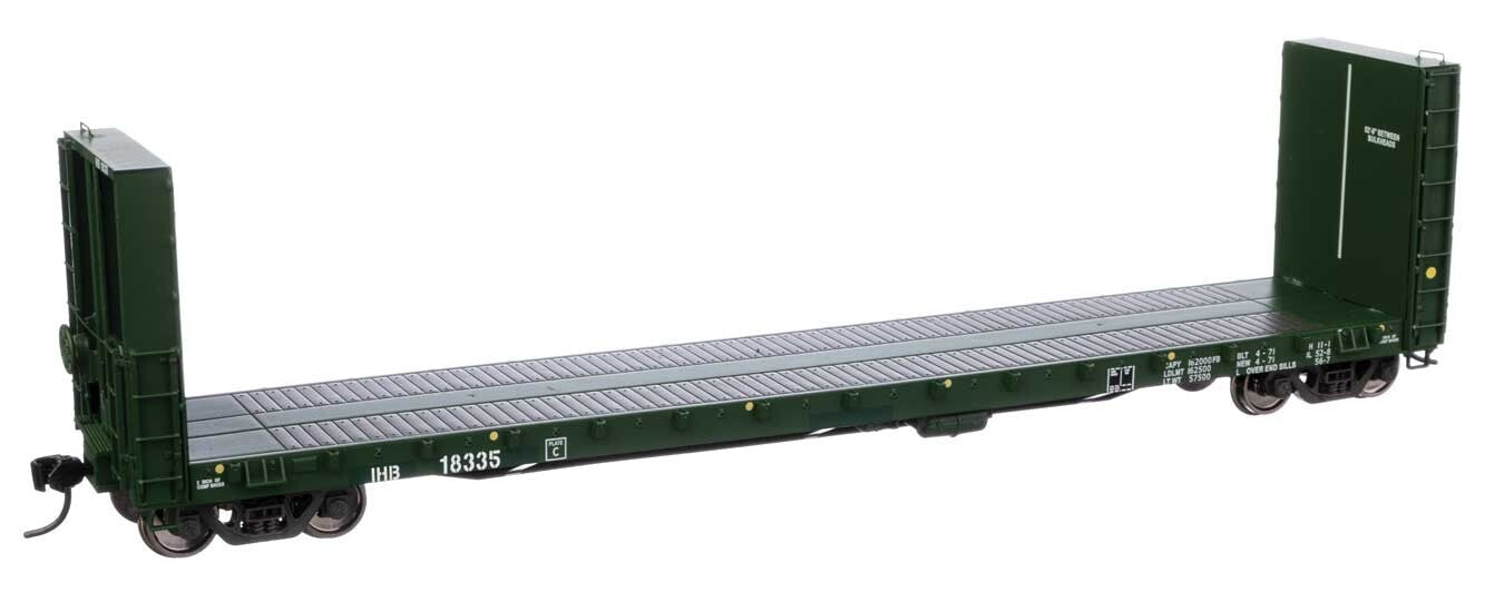 Walthers HO scale model flat car - Walthers 50' CC&F Bulkhead Flatcar Indiana Harbor Belt #18325