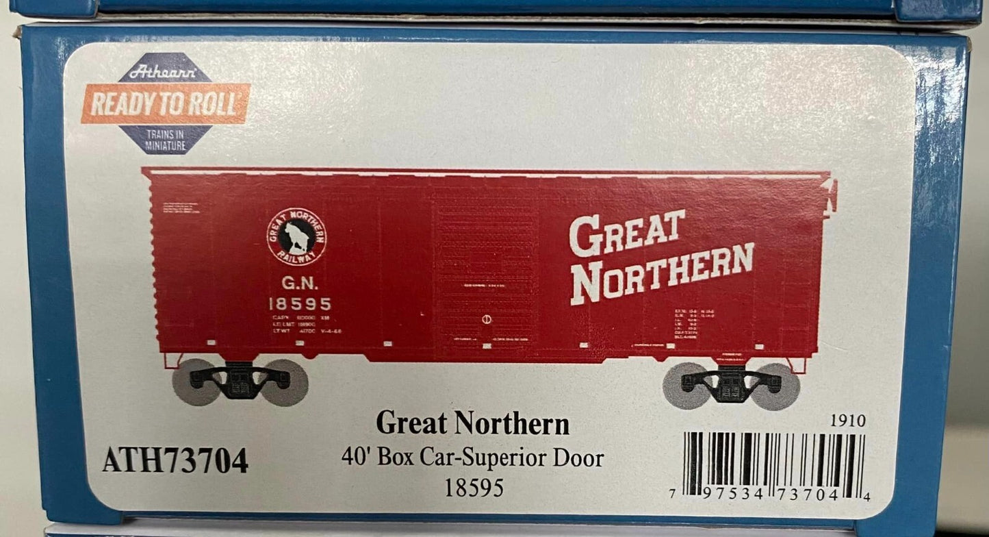 Athearn HO scale model boxcar - Athearn 40' boxcar Great Northern #18595 OOP Since 2017!