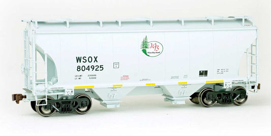 HO scale model covered hopper - American Limited Trinity 2-bay Covered Hopper Winn Bay Sand WSOX #805036