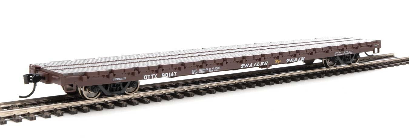 Walthers HO scale model flat car - Walthers 60' P-S Flatcar OTTX #90200 (brown; machinery loading) HO Scale
