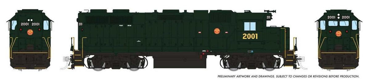 Rapido HO 606-38552 Locomotive EMD GP38 Low Nose w/Extended Cab - Sound and DCC - Pennsylvania-Reading Seashore Lines #2001 (