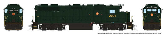 Rapido HO 606-38552 Locomotive EMD GP38 Low Nose w/Extended Cab - Sound and DCC - Pennsylvania-Reading Seashore Lines #2001 (