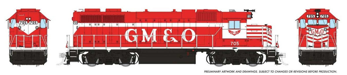 Rapido HO 606-38557 Locomotive EMD GP38 Low Nose - Sound and DCC - Gulf, Mobile & Ohio #709 (red, white) Gulf, Mobile & Ohio 