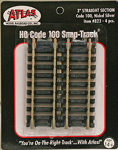 Atlas HO Scale 823 Code 100 Track Straight Snap-Track(R) NS Rail 3" Straight ...