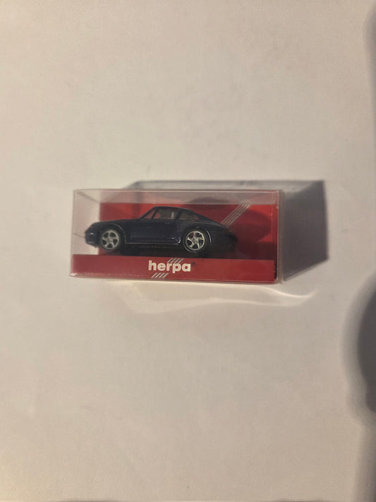 HO scale model railroad Vehicle - Herpa HO 28646 Vehicle Porsche 911 Carrera 4 Assembled Blue