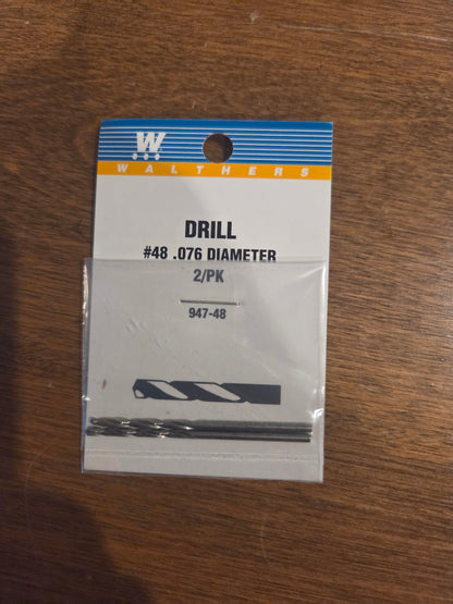 Walthers HO 947-48 Tools Drill Bit - pkg(2) #48 - .076" Diameter