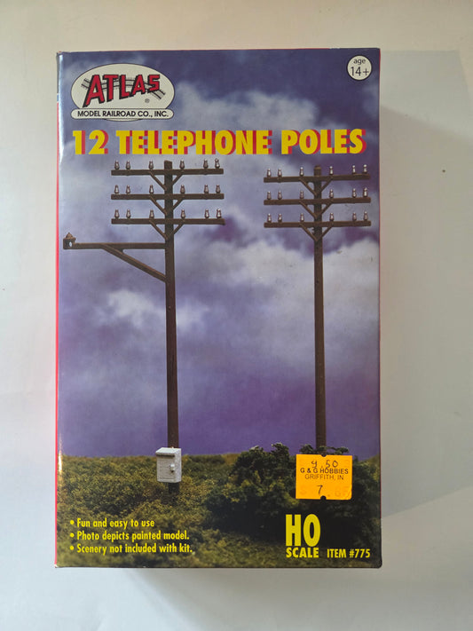 Atlas HO Scale 775 Building Telephone Poles pkg(12)