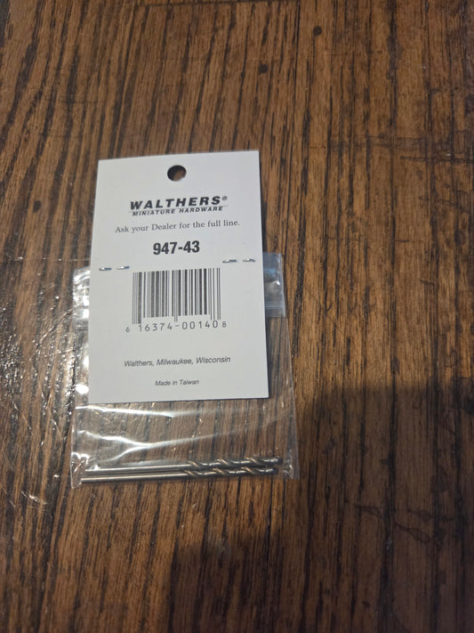 Walthers HO 947-43 Tools Drill Bit - pkg(2) #43 - .089" Diameter