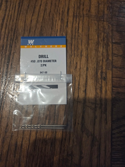 Walthers HO 947-50 Tools Drill Bit - pkg(2) #50 - .070" Diameter