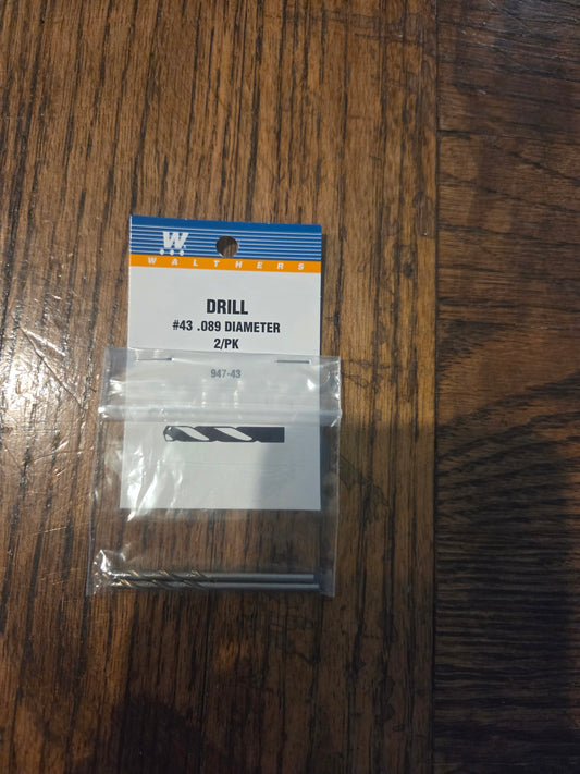 Walthers HO 947-43 Tools Drill Bit - pkg(2) #43 - .089" Diameter