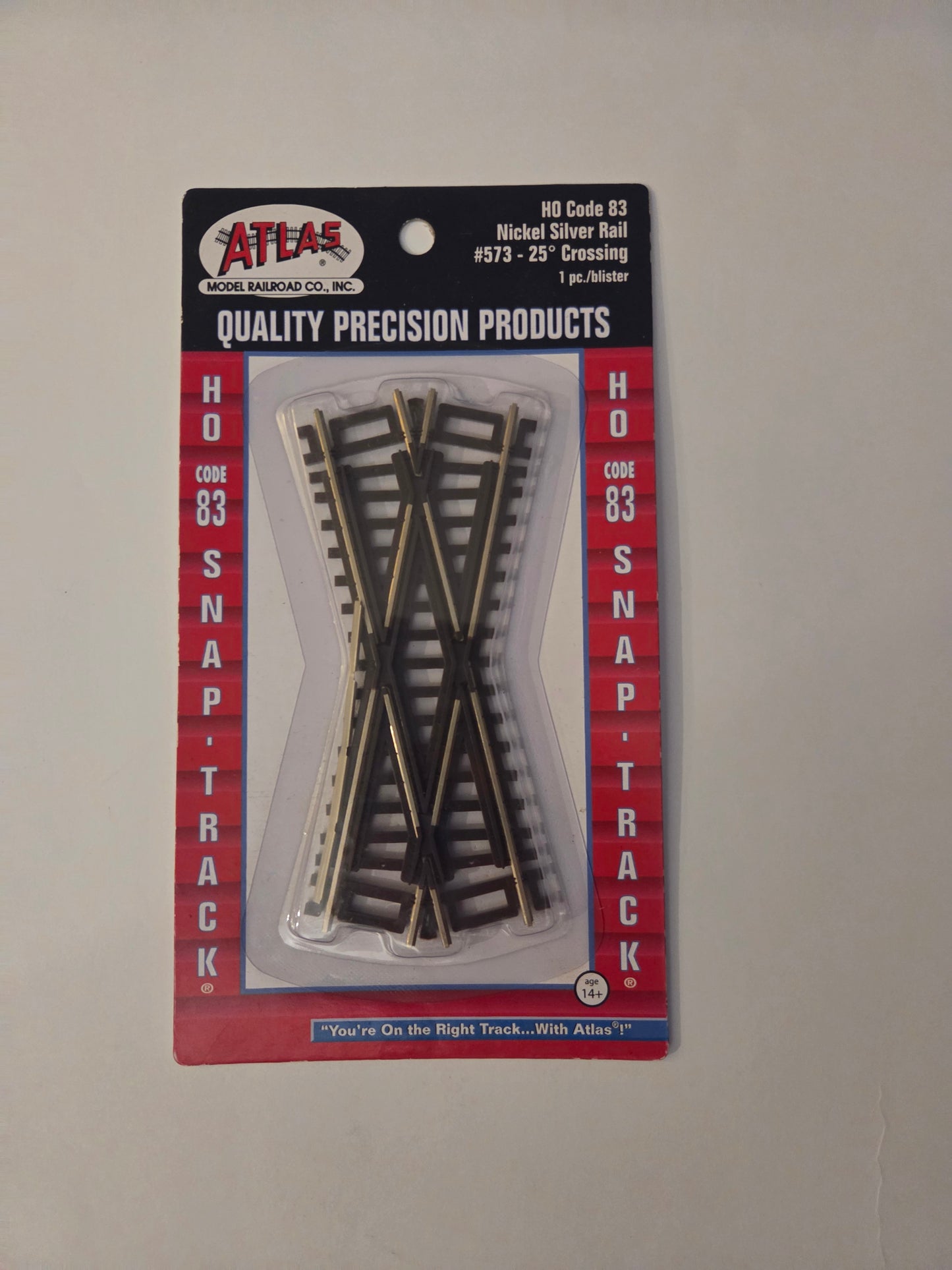 Atlas HO Scale Track Code 83, Nickel Silver Rail & Brown Ties 25 Degree Crossing