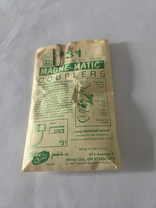 Kadee HO 31 Coupler Long 25/64" Underset w/#233 Draft Gear Boxes 2 Pair