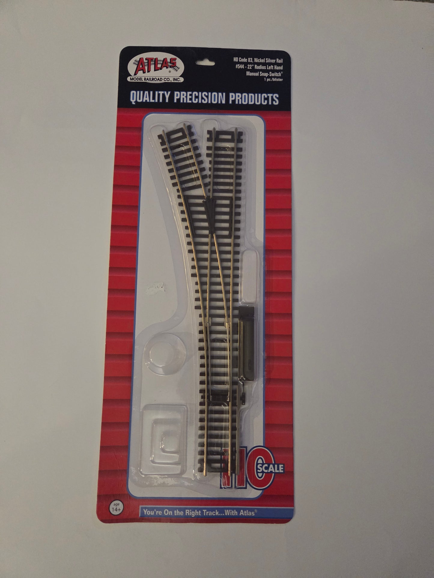 Atlas HO Scale Track Code 83 22" Radius Left Hand Manual Snap-Switch