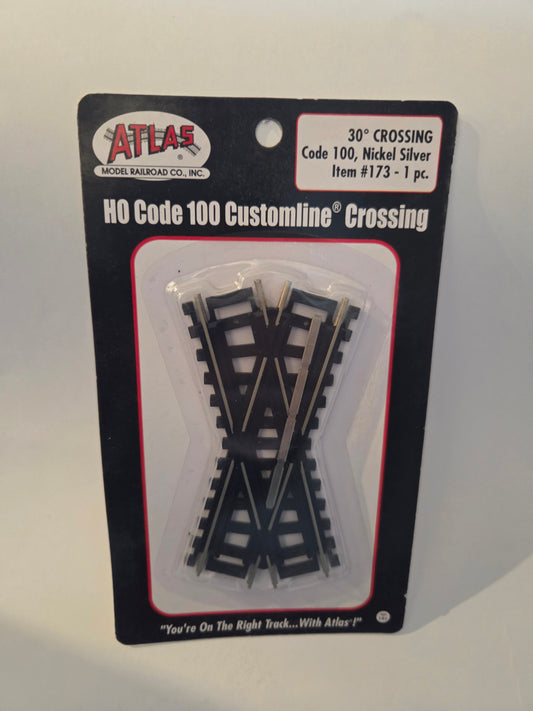 HO scale model railroad track - Atlas HO 173 Track Custom-Line(R) Crossing - Code 100 30 Degree, 4"