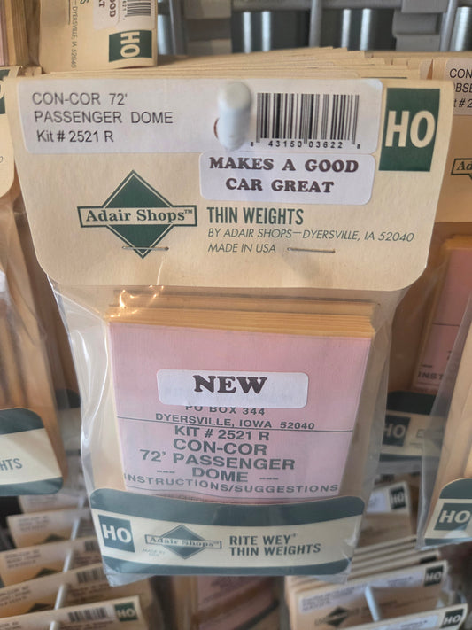 Weight Kit HO for Con-Cor 72' Passenger Dome