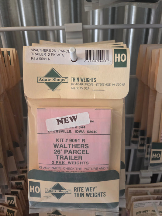 Weight Kit HO for Walthers 26' Parcel Trailer (2 pack)