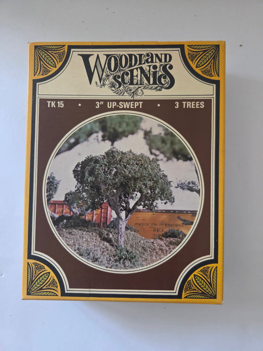 Woodland Scenics HO TK 15 Scenery Vintage 3" Up-Swept Trees (3 Trees)