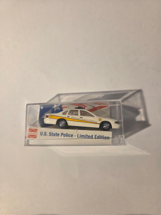 HO scale model railroad Vehicle - Busch HO 47675 Vehicle Chevrolet Caprice Illinois Stte Police Collector Series - Assembled White/Yellow