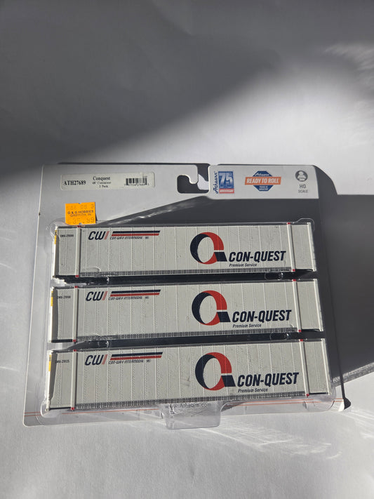 Athearn HO ATH27689 Intermodal HO RTR 48ft Container, Conquest 3-Pack #2
