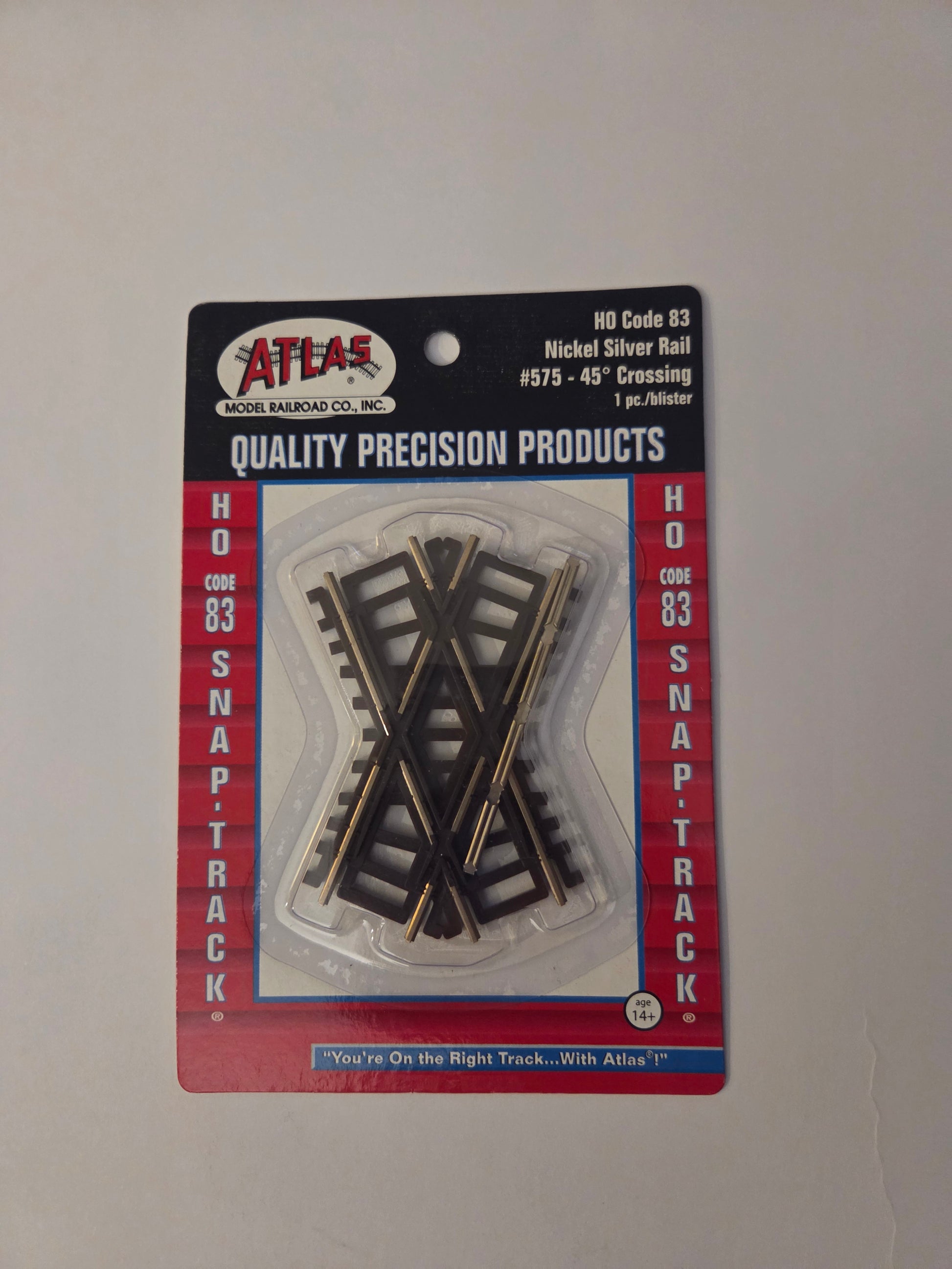Atlas HO Scale Track Code 83, Nickel Silver Rail & Brown Ties 45 Degree Crossing