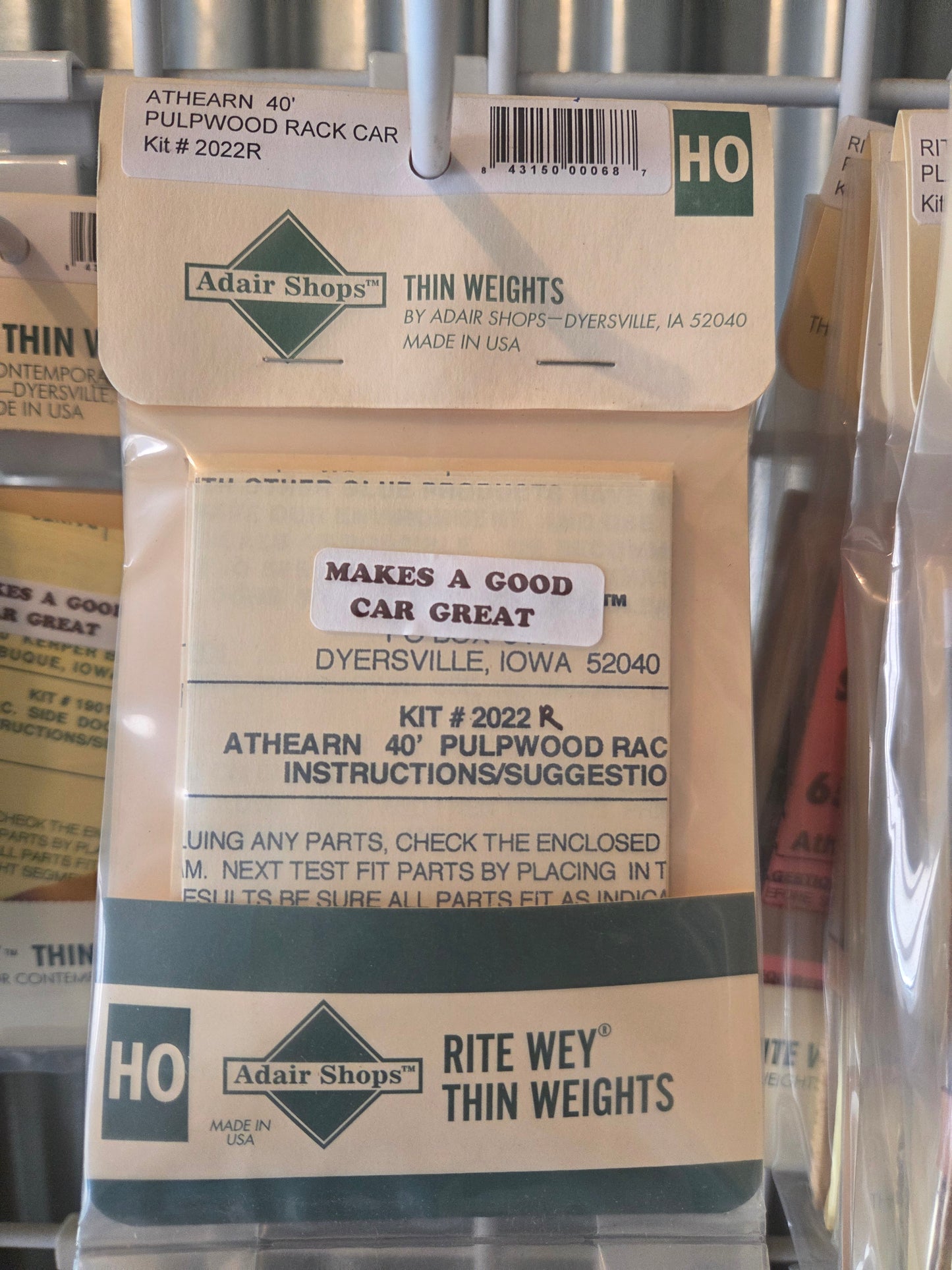 Weight Kit HO for Athearn 40' Pulpwood Rack Car