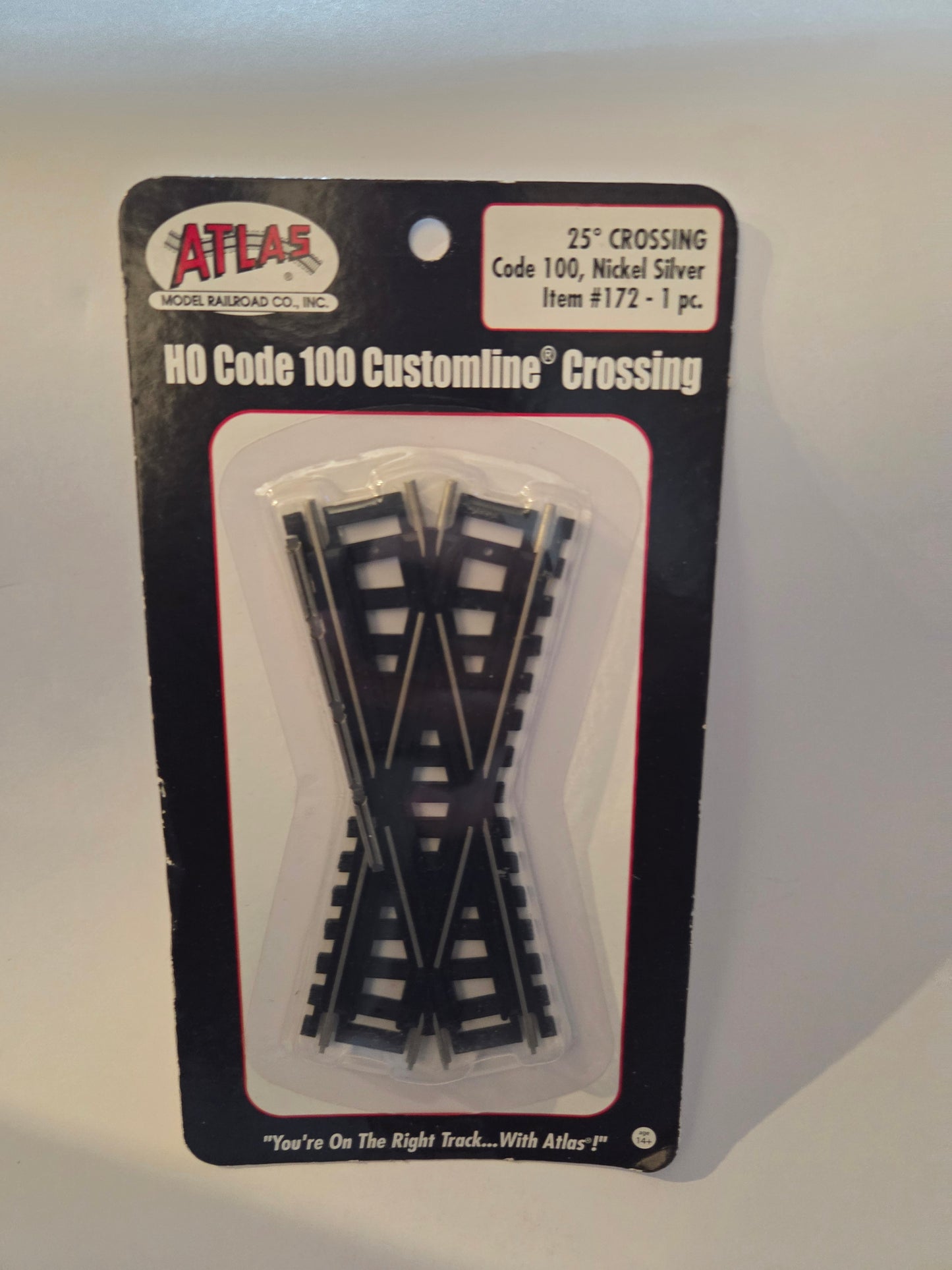 HO scale model railroad track - Atlas HO 172 Code 100 Track Custom-Line(R) Crossing - Code 100 25 Degree, 4 1/2"