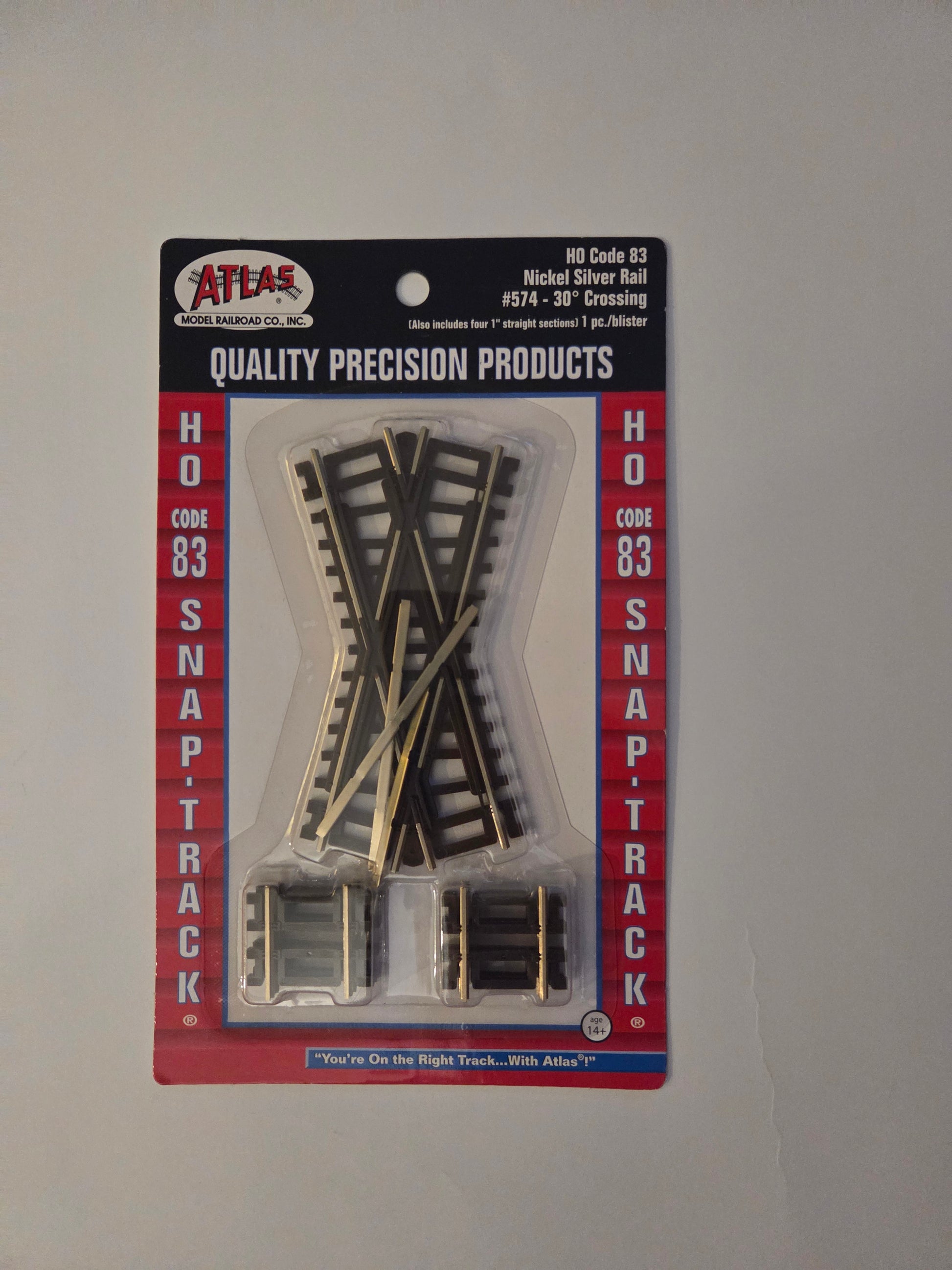 Atlas HO Scale Track Code 83, Nickel Silver Rail & Brown Ties 30 Degree Crossing