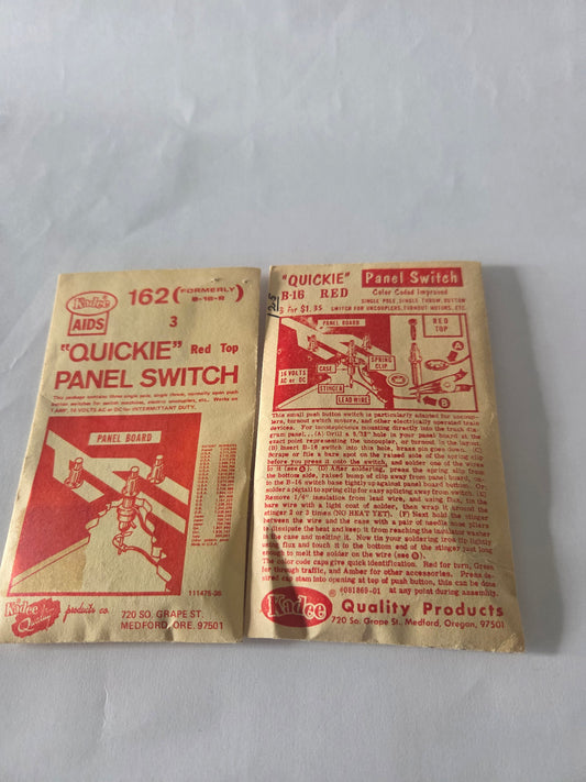 Kadee HO 162 Panel Switch Quickie Control Panel Switches, Red, 3 per pack (2 packs)