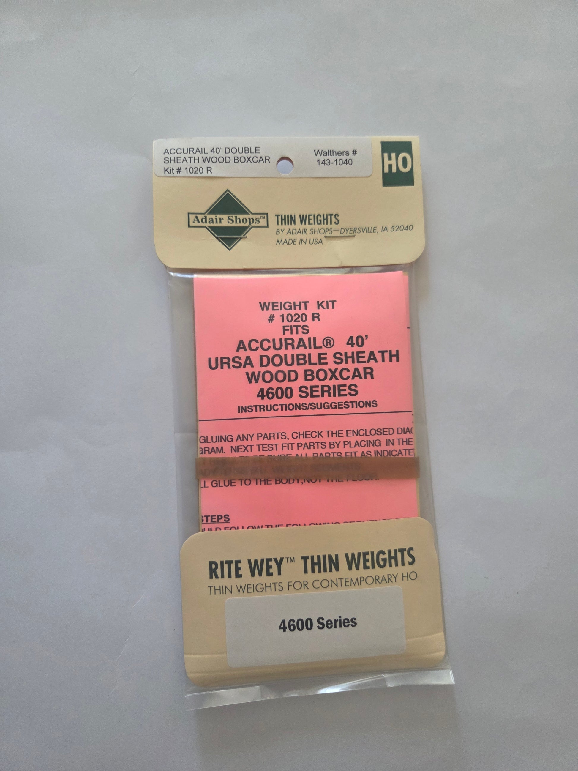 Weight Kit HO Scale for Accurail 40' USRA Double Sheath Wood Boxcars