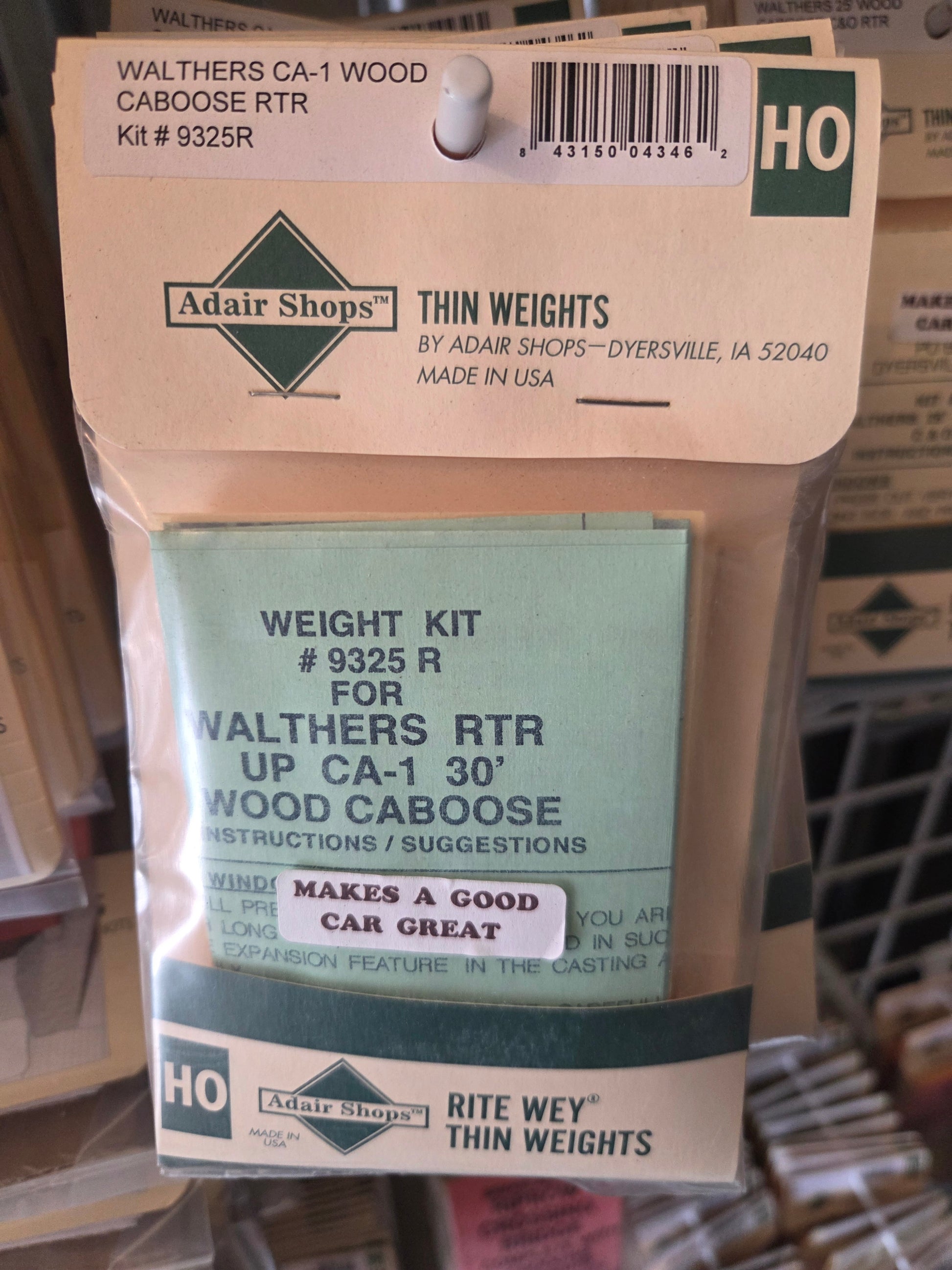 Weight Kit HO Scale UP-CA 30' Wood Caboose
