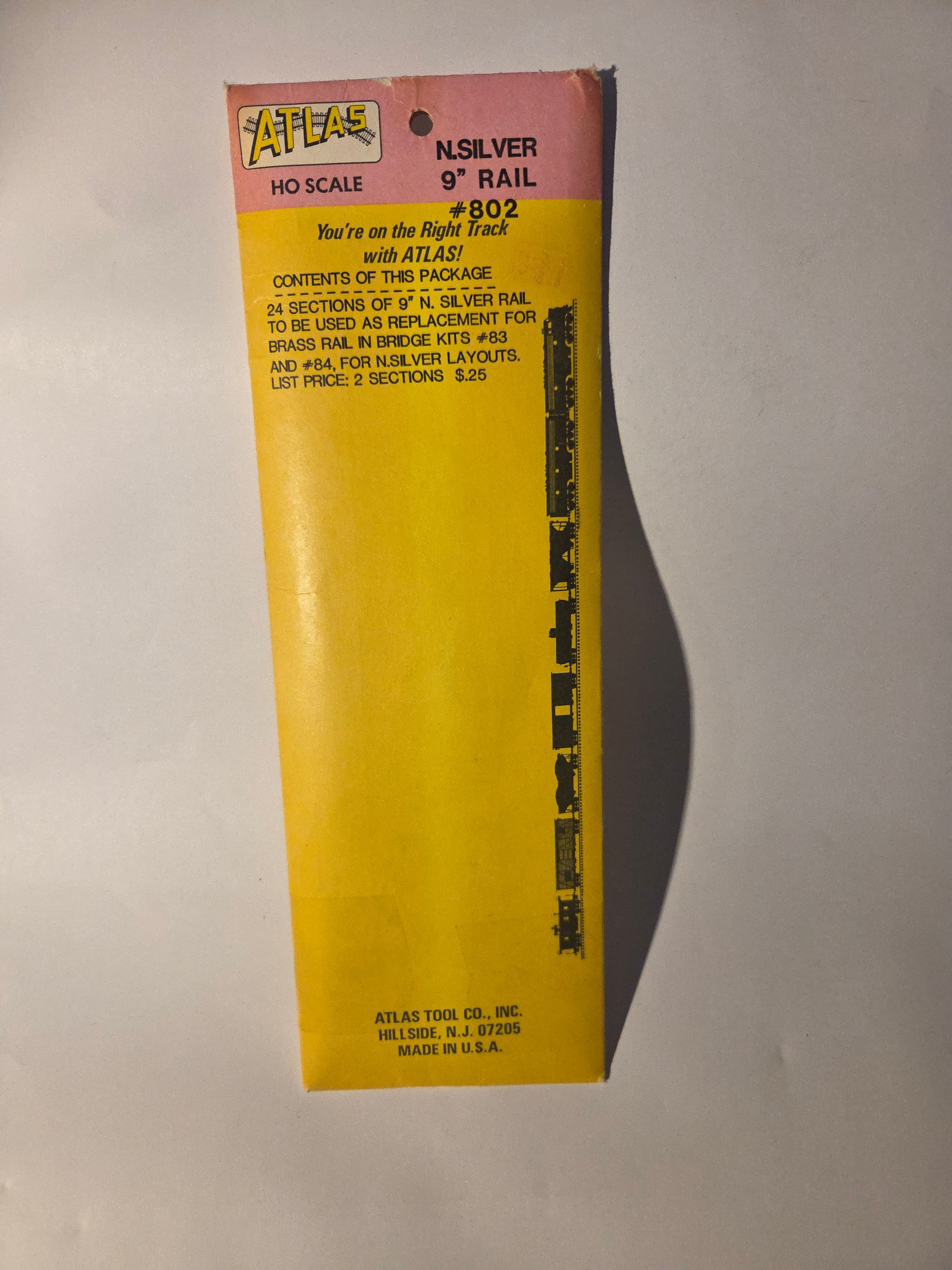 HO scale model railroad electrical component - Atlas HO 802 Electrical 9" Rail Replacement Nickel Silver 24 Sections