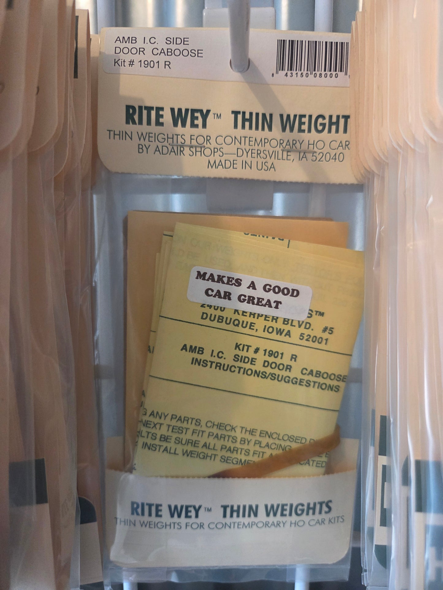 Weight Kit HO for AMB IC Side Door Caboose