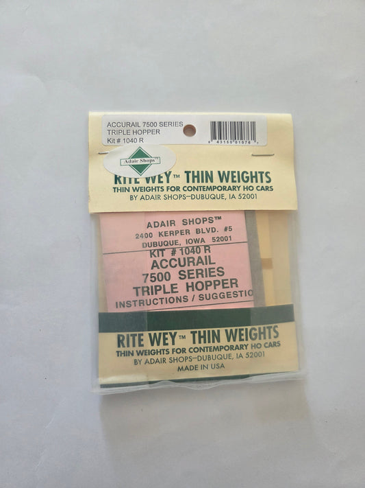 Weight Kit HO for Accurail 7500 Series Triple Hopper