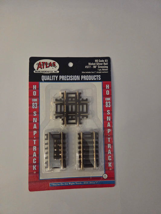 Atlas HO Scale Track Code 83, Nickel Silver Rail & Brown Ties 90 Degree Crossing