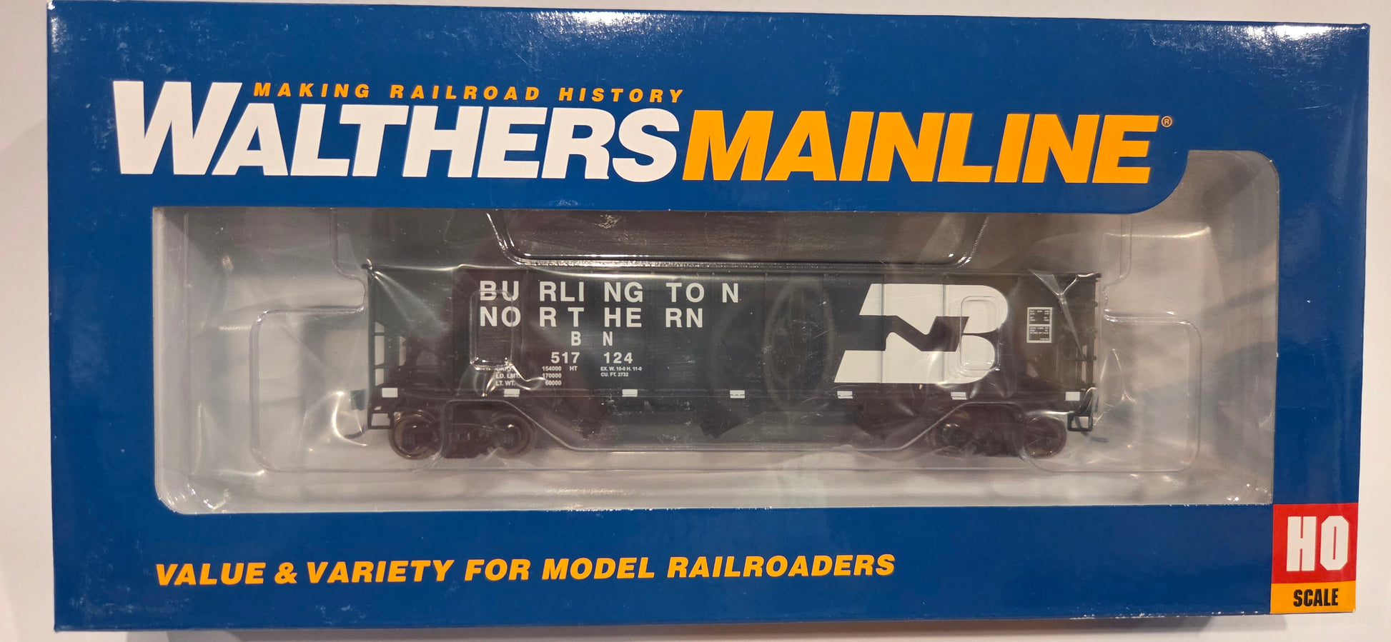 Walthers Mainline HO Scale Open Hopper Burlington Northern #517124 70-ton hopper