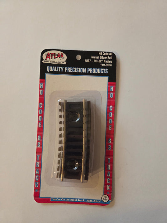 Atlas HO Scale Track Code 83, Nickel Silver Rail 1/3 Section 22" Radius (4 pack)
