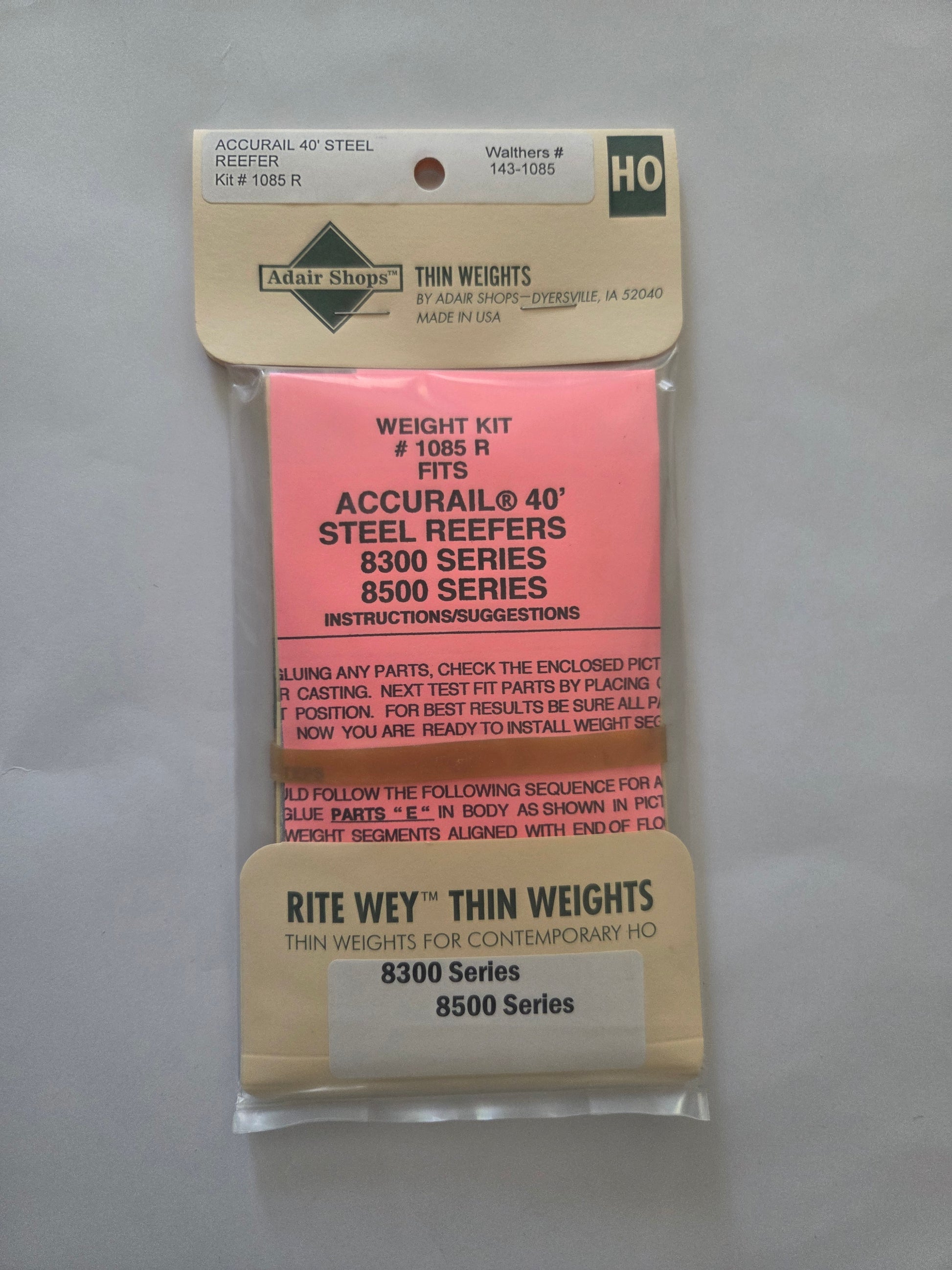 Weight Kit HO Scale for Accurail 40' Steel Reefers