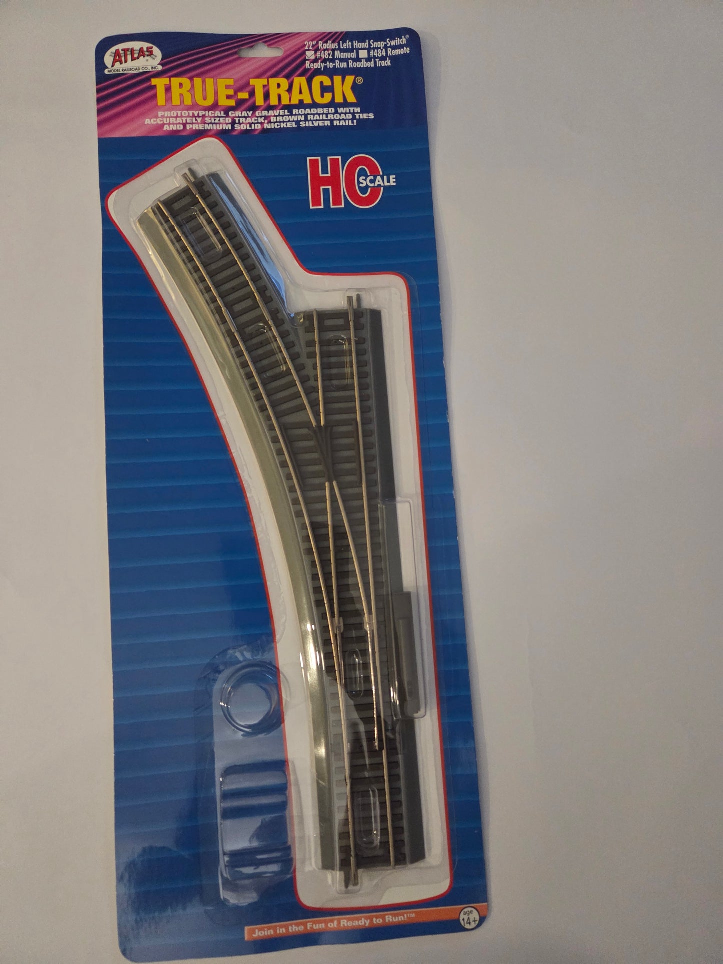 Atlas HO Scale Track Code 83 True-Track 22" Radius Left Hand Manual Snap-Switch