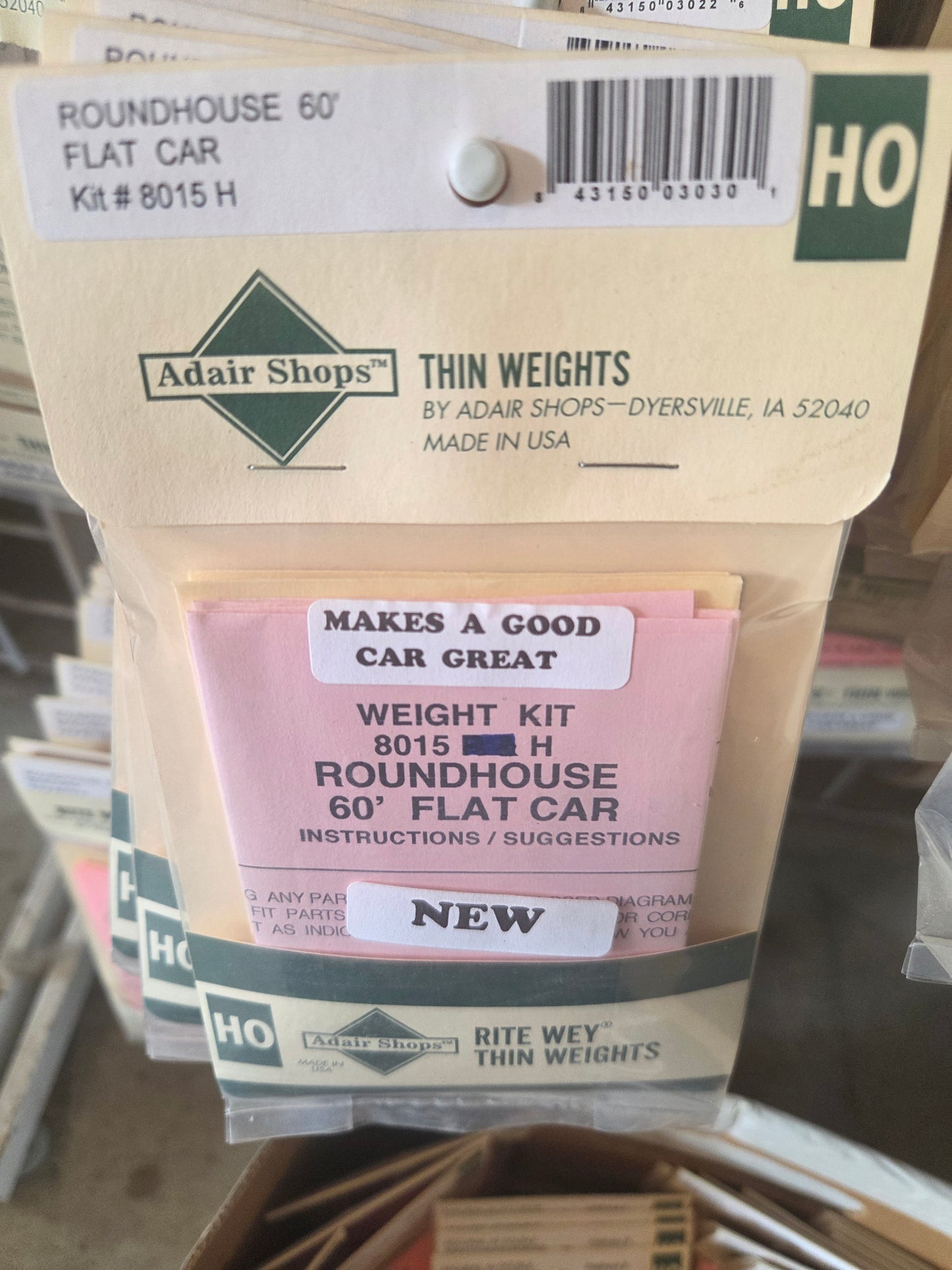 Weight Kit HO for Roundhouse 60' Flat Car