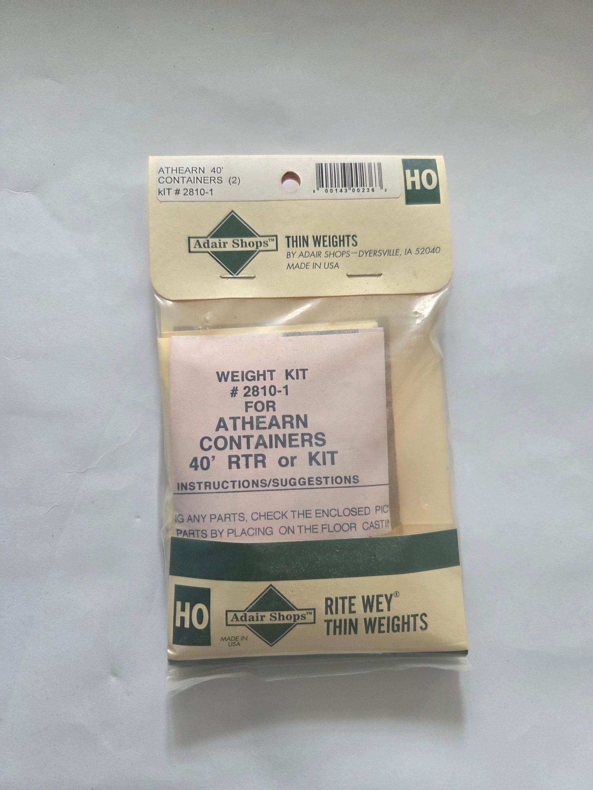Weight Kit HO Scale for Athearn 40' Containers